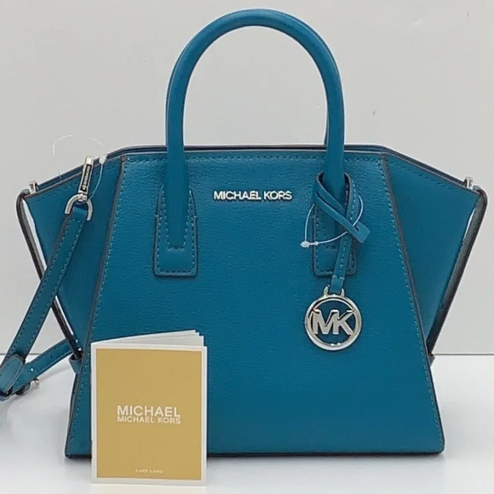 Michael Kors Avril Small Leather Top-Zip Satchel Lagoon color - Picture 3 of 16